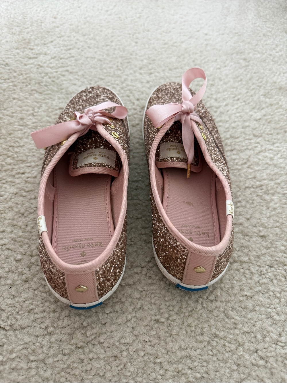 Glitter Satin Lace-Up Women's Sneaker - Rose Gold Pink - Picture 6 of 8